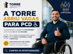 Torre abre vagas para PCD VAGAS DISPONÍVEIS PARA PCD VAGA/CARGO: Agente, cabo de turma e servente de obras IDADE: a partir de 18 anos ESCOLARIDADE: Ensino fundamental ou médio BENEFÍCIOS: Vale transporte, Plano de saúde/odontológico, básica, vale refeição Cesta COMO PARTICIPAR: VAGA DISPONÍVEIS PARA PCD – TORRE